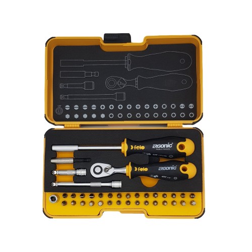 Felo Набор бит SL/Hex/PH/PZ/Torx/SQ/Spanner с трещоткой и отверткой под биты в кейсе, 36 шт 05783606