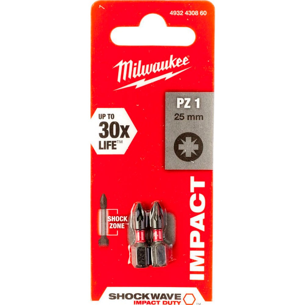 Бита Milwaukee SHOCKWAVE PZ1x25мм 2шт (860)