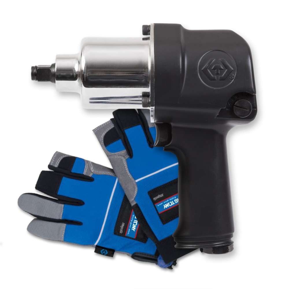 Гайковёрт пневматический KINGTONY 1/2" 881 Нм в комплекте перчатки антивибрационные