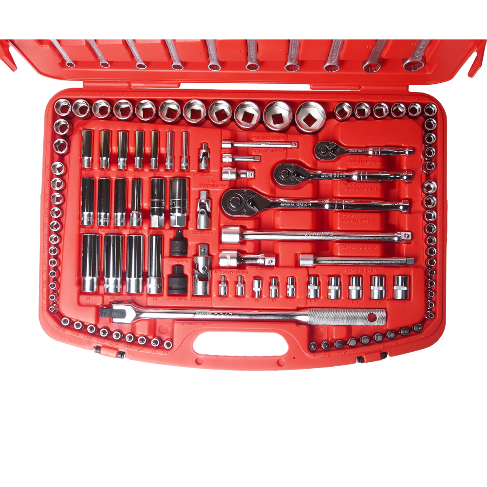 Набор инструментов 123 предмета слесарно-монтажный 1/4",3/8",1/2" 6-ти гран. метрич/дюйм в кейсе JTC