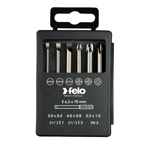 Набор бит SL/Z (+/-) Industrial 70 мм в кейсе, 6 шт, Felo 03192716