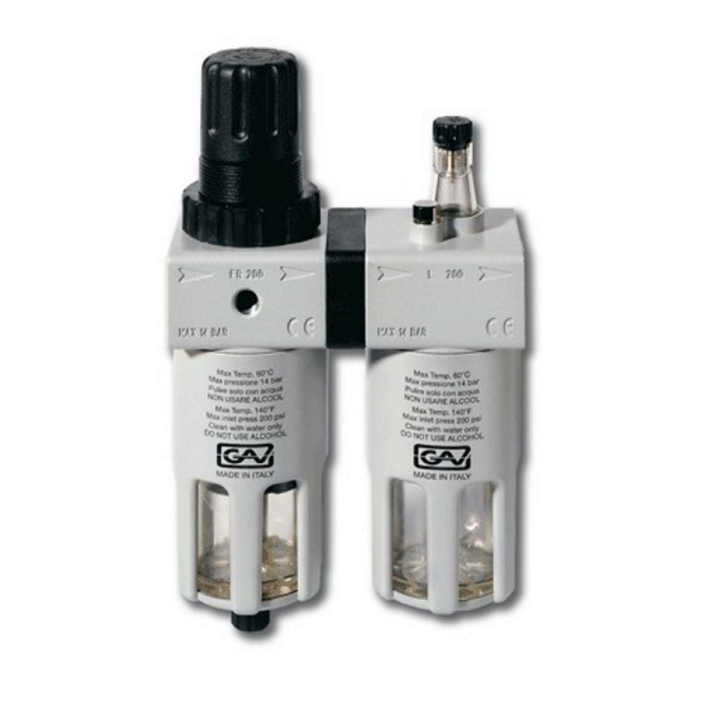 Фильтр-регулятор давления с манометром GAV + Лубрикатор FRL-200 1/2"