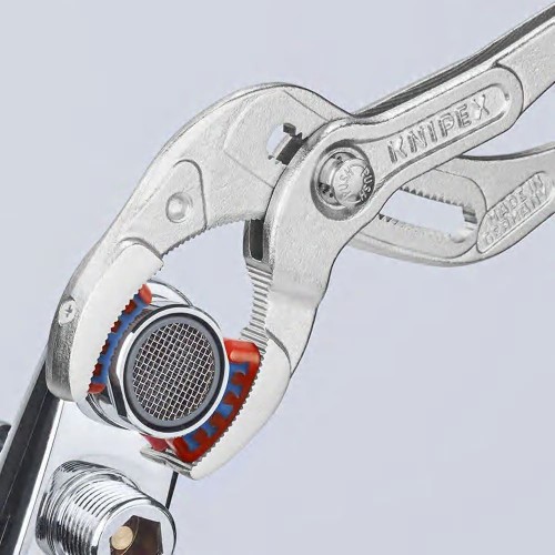 Клещи переставные трубные, зев 10-75 мм, длина 250 мм, пластиковые насадки на губках, хром