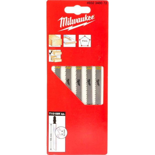 Пилка для лобзика по дереву Milwaukee T101BR 105мм 5шт (072)