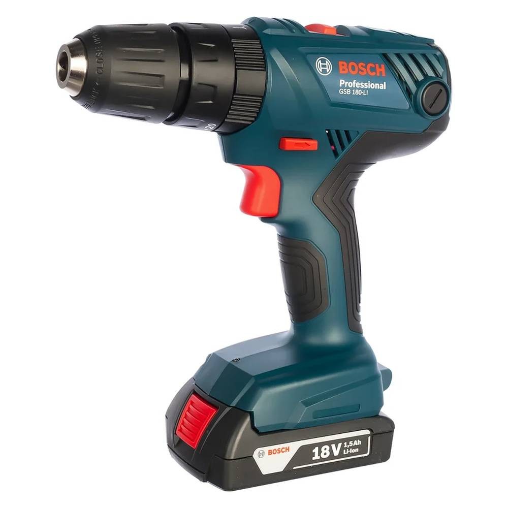 Аккумуляторная дрель-шуруповерт Bosch GSB 180-LI ударная + набор оснастки