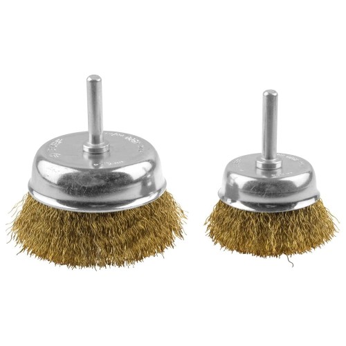 ЗУБР d 50/75 мм, витая стальная латунированная проволока 0.3 мм, набор чашечных щеток-крацовок для дрели, Профессионал (3531-H2)