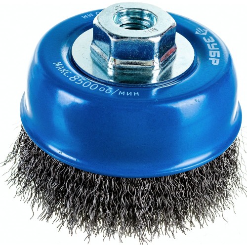 ЗУБР 100 мм, витая, стальная проволока 0.3 мм, чашечная щетка-крацовка для УШМ, Профессионал (35261-100)