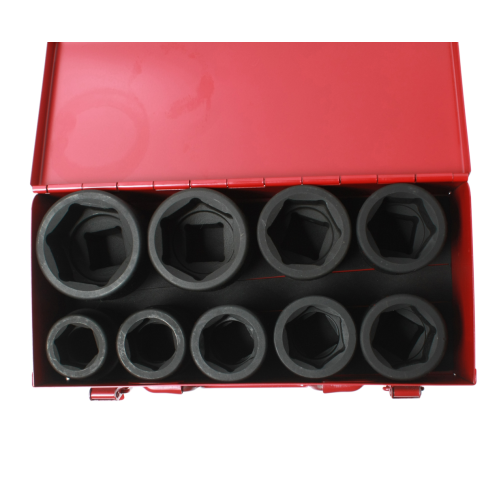 Набор головок торцевых 1" 6-ти гранных 27-50мм ударных 9 предметов в кейсе JTC