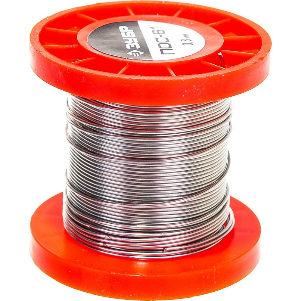 ЗУБР 50 г, 0.8 мм, проволока, ПОС 61, припой (55450-050-08)