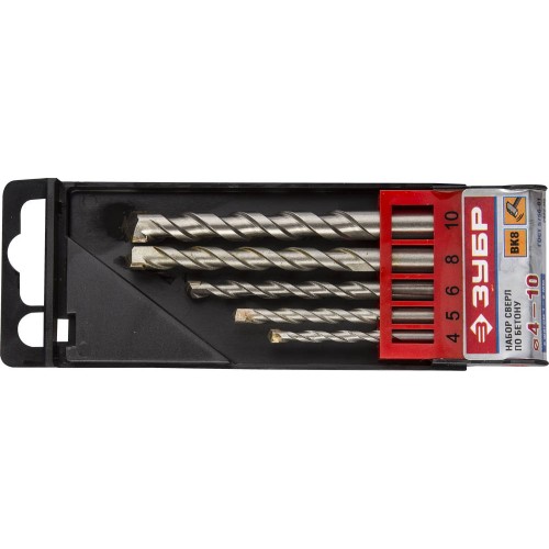 ЗУБР 5 шт: d 4-5-6-8-10 мм, набор сверл по бетону (2922-H5)