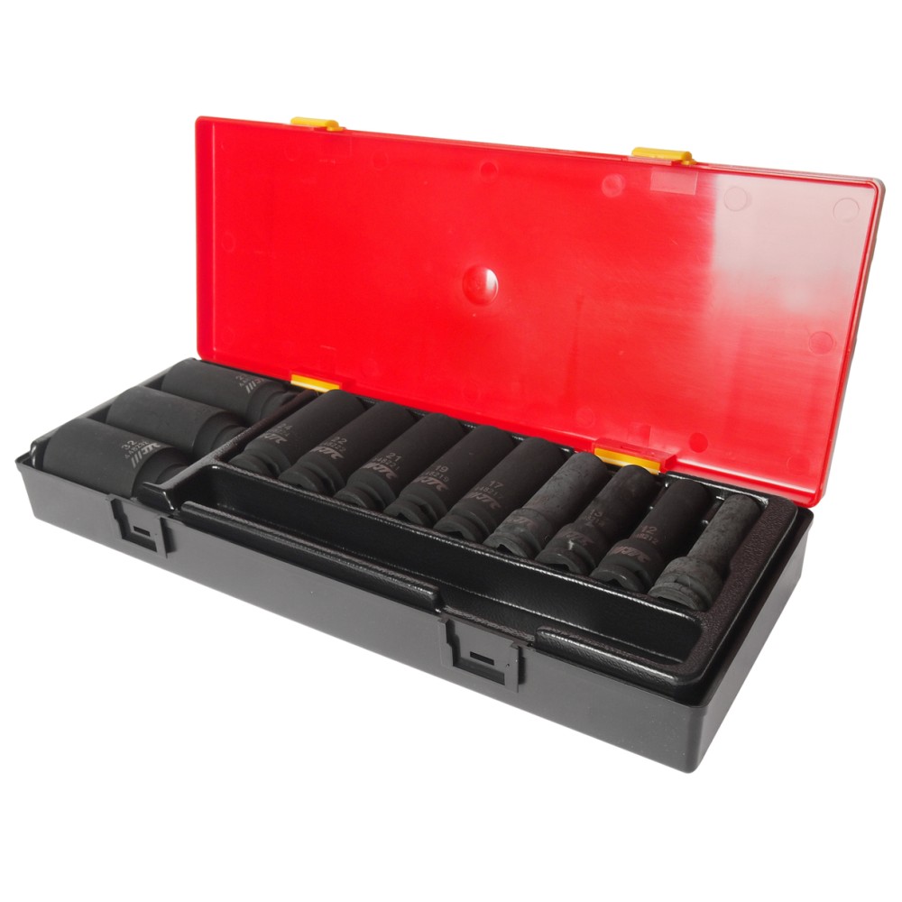 Набор головок торцевых глубоких ударных 6-гранных 1/2" 10-32 мм в кейсе 12 шт. JTC