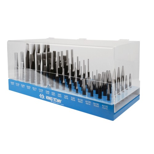 Стенд с зубилами, кернерами, выколотками и бородками, 90 предметов KING TONY 1090PR1