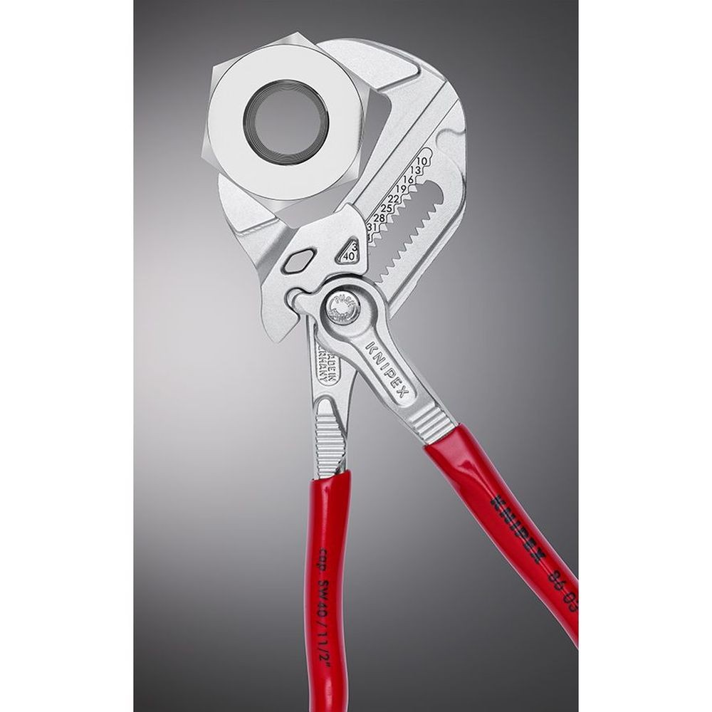 Клещи переставные-гаечный ключ, зев 40 мм, длина 180 мм, хром, обливные ручки