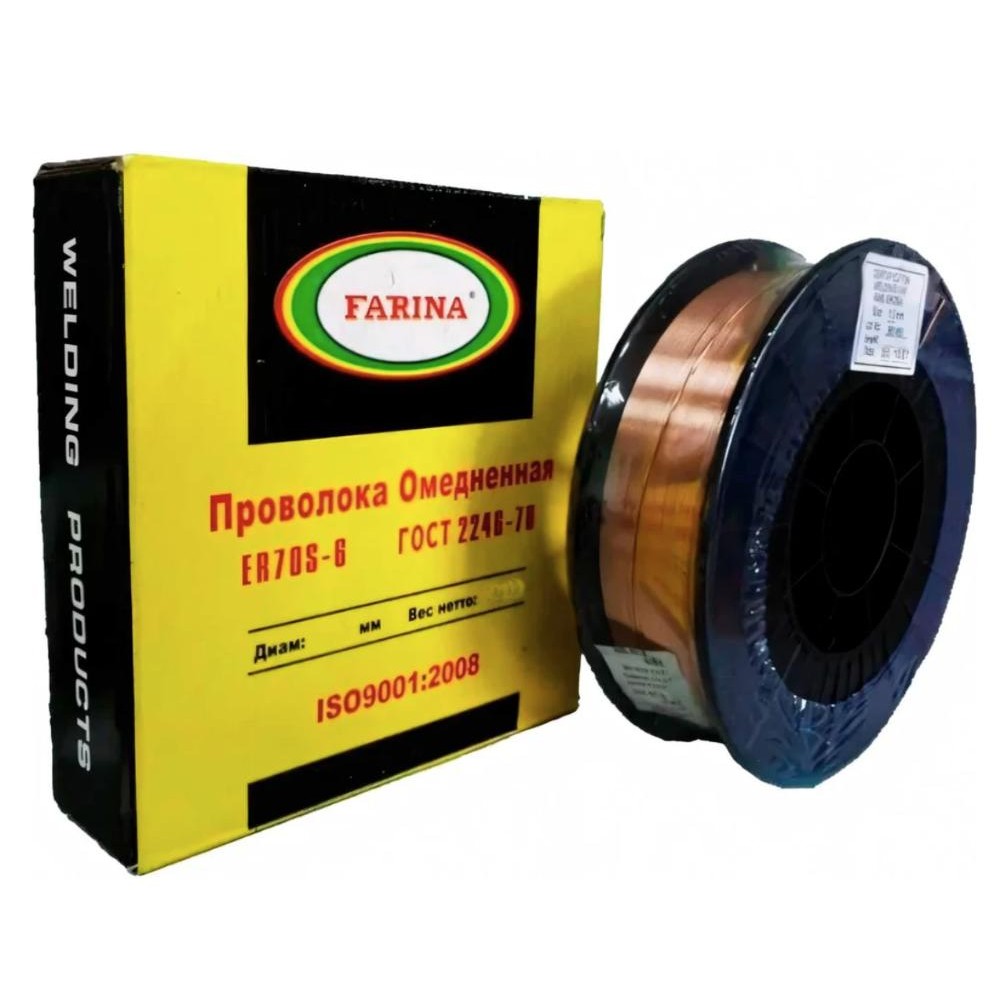 Проволока сварочная FARINA СВ-08Г2С ф0,8мм (1кг) омедненная (Ц0025974)