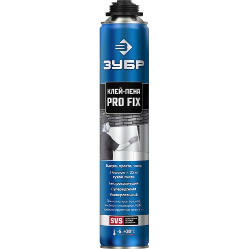 ЗУБР PRO FIX, 750 мл, пистолетный, универсальный клей-пена, Профессионал (41150)