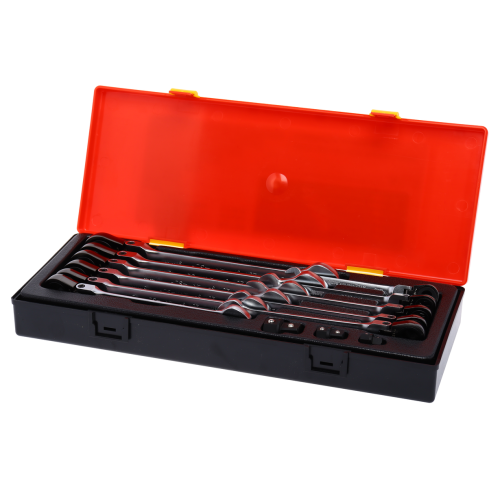 Набор ключей комбинированных 8-19мм трещоточных с подвижной головкой 14 предметов в кейсе JTC-K6146