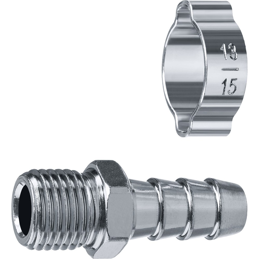 ЗУБР штуцер _елочка_, 10 мм - 1/4_M, переходник с обжимным хомутом, Профессионал (64924-1/4-10)