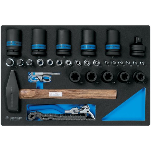 Набор ударных головок 1", головок Torx Е-стандарт, молоток, съемник, тестер, ложемент, 30 предметов