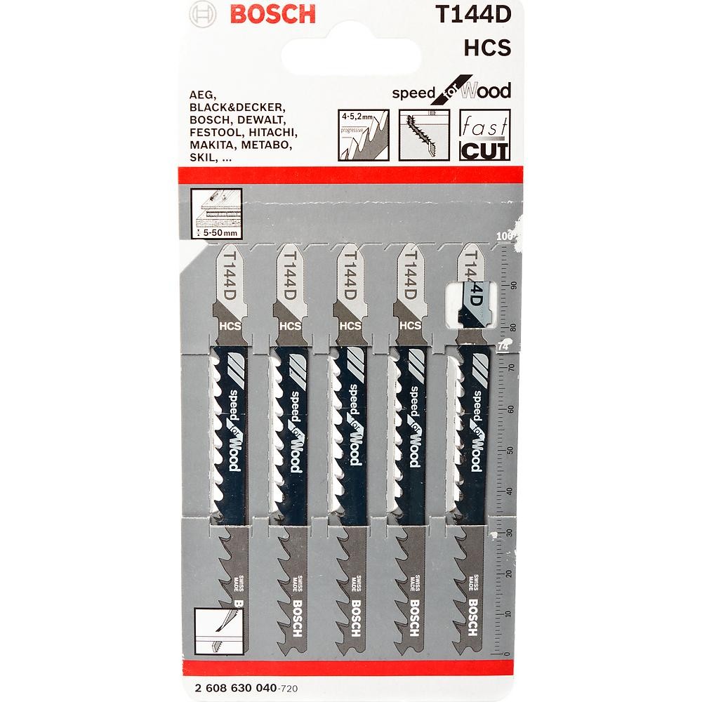 Набор пилок для лобзика по дереву Bosch T144D 100мм 5шт (040)