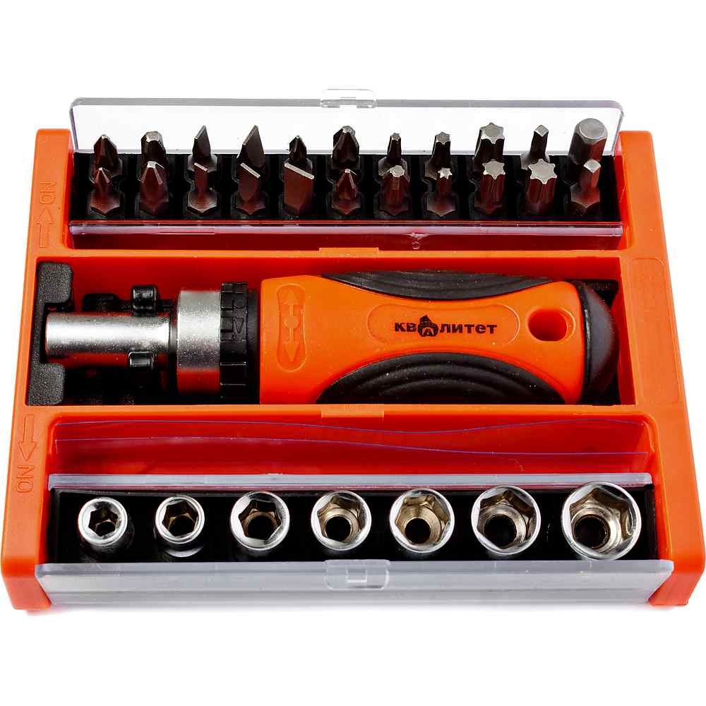 Набор отвертка с битами и головками Квалитет "Сделай сам" 30 предметов НОБГ-30