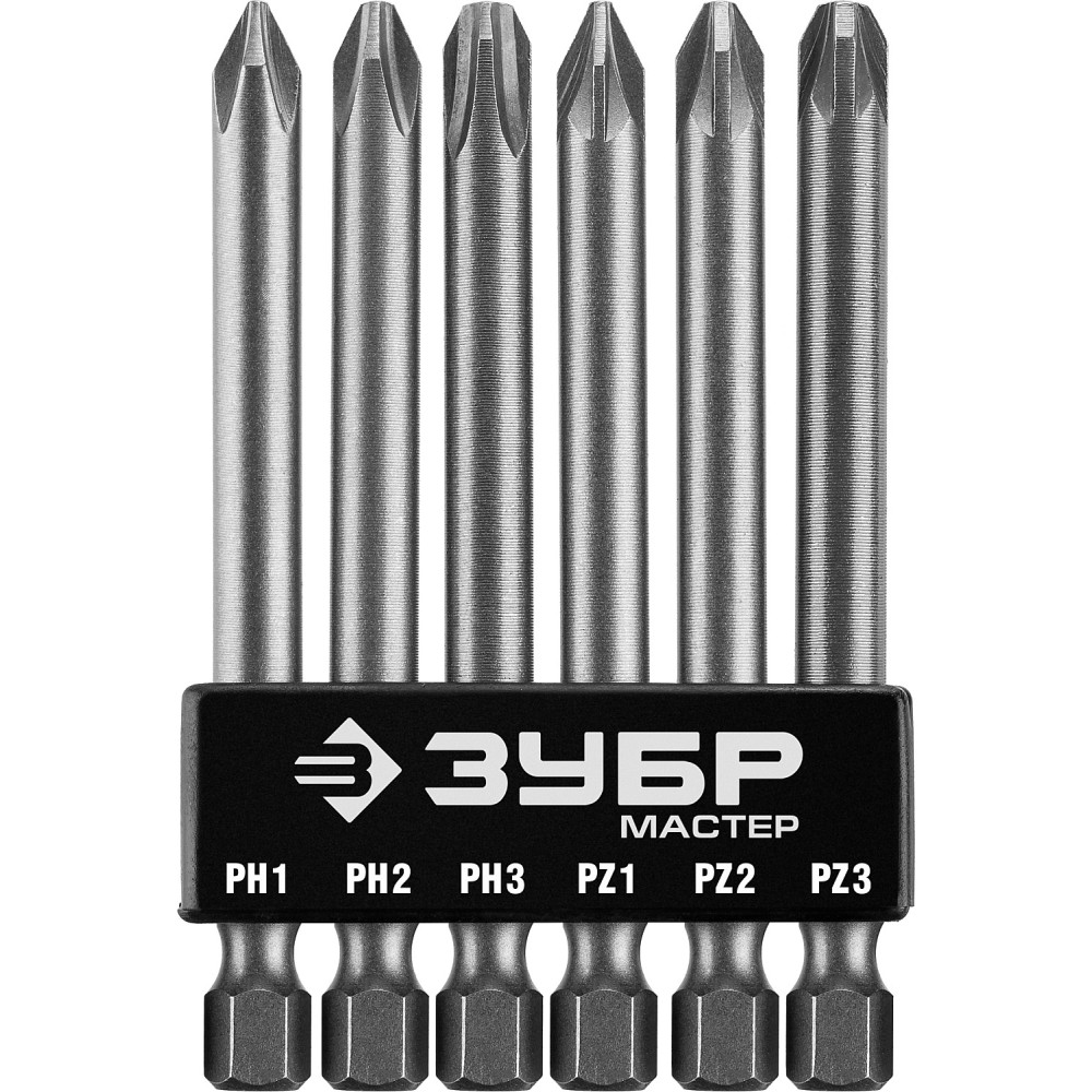 ЗУБР MX-6, 6 шт, набор бит с адаптером (26089-H6)