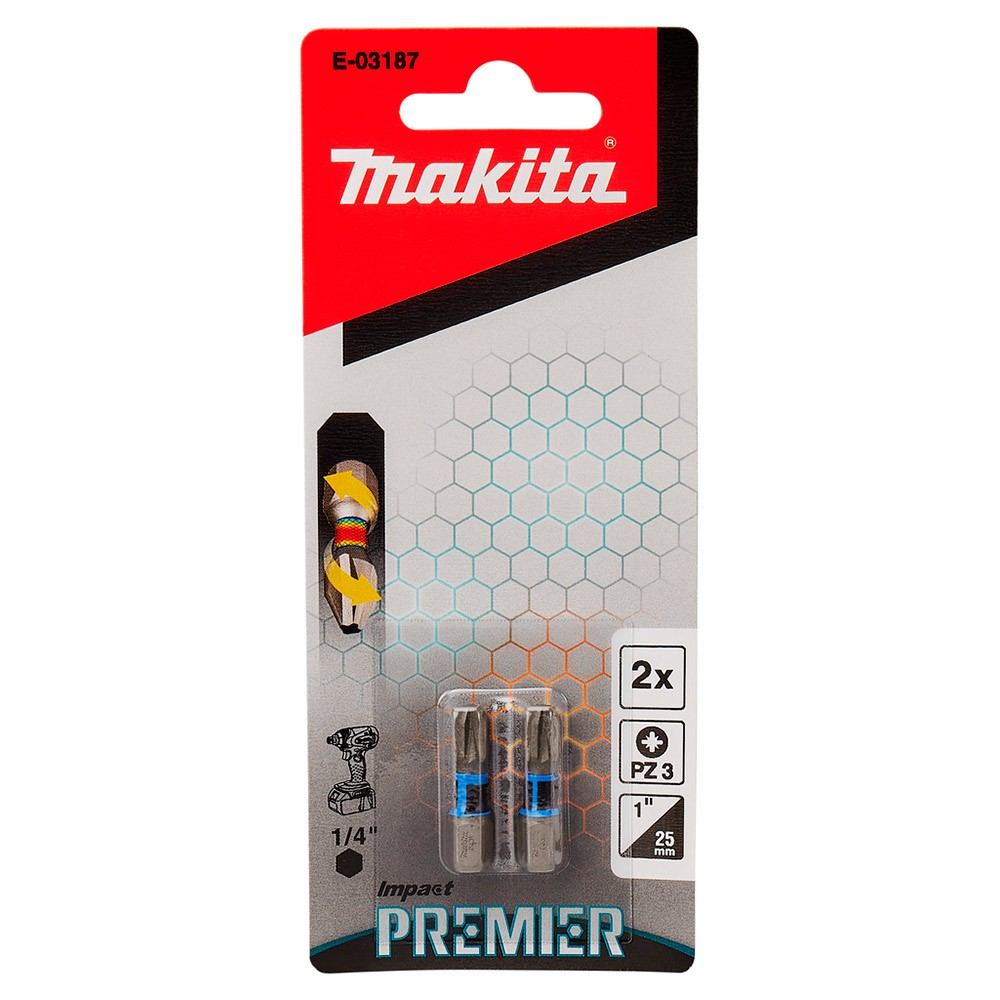 Бита Makita Impact Premier PZ3x25мм 2шт (E-03187)