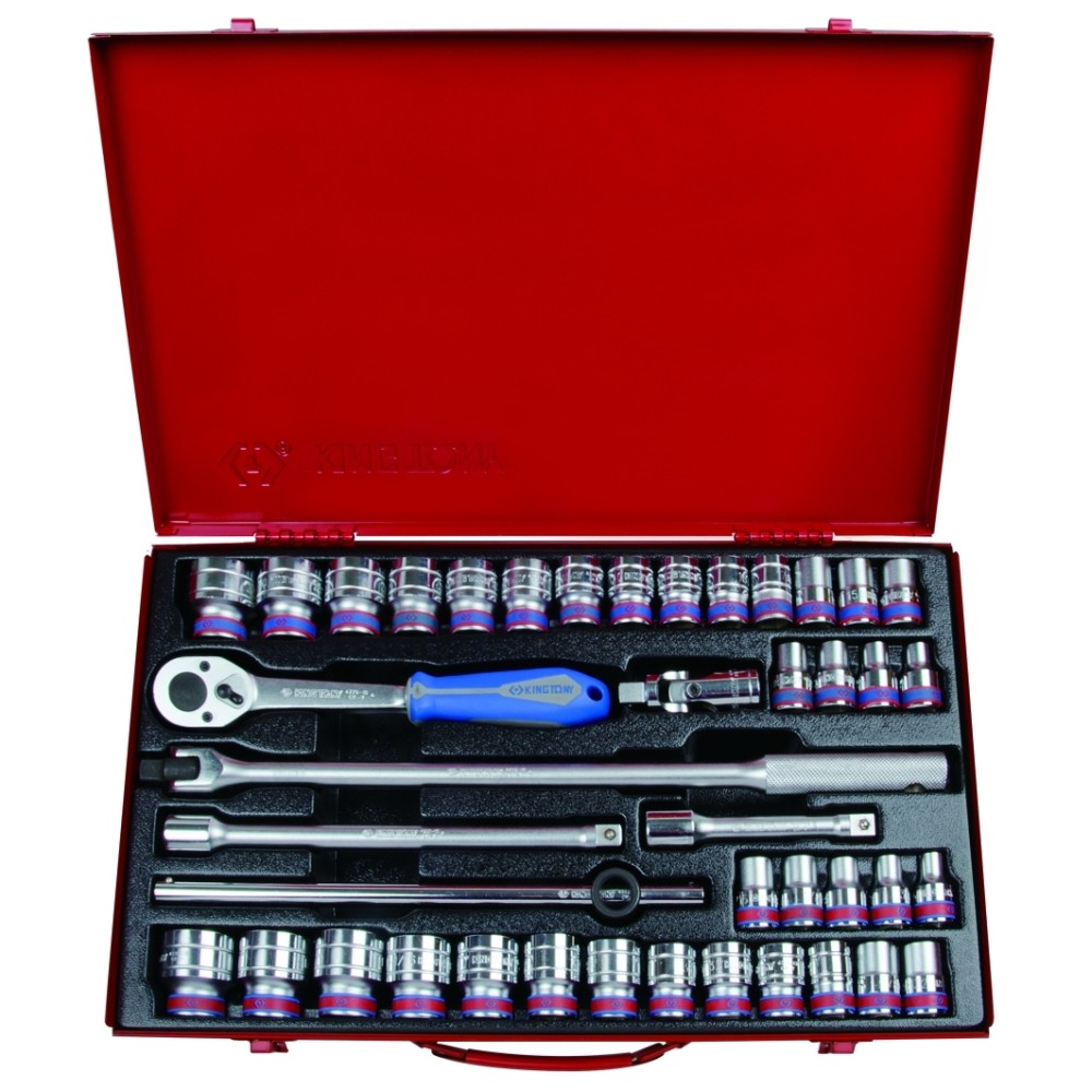 Набор торцевых головок с принадлежностями 1/2", шестигранные, 10-32 мм, 5/16"-1-1/4", 42 предмета KI