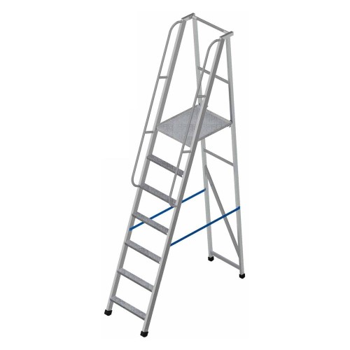 Лестница-платформа фиксированной высоты алюминиевая MEGAL ЛПФВА Н=1.5-6 с широкими ступенями