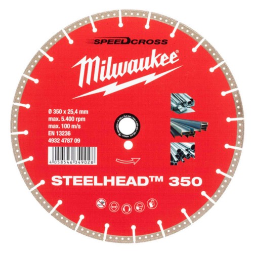 Диск алмазный универсальный Milwaukee STEELHEAD 350х25.4мм (4932478709)