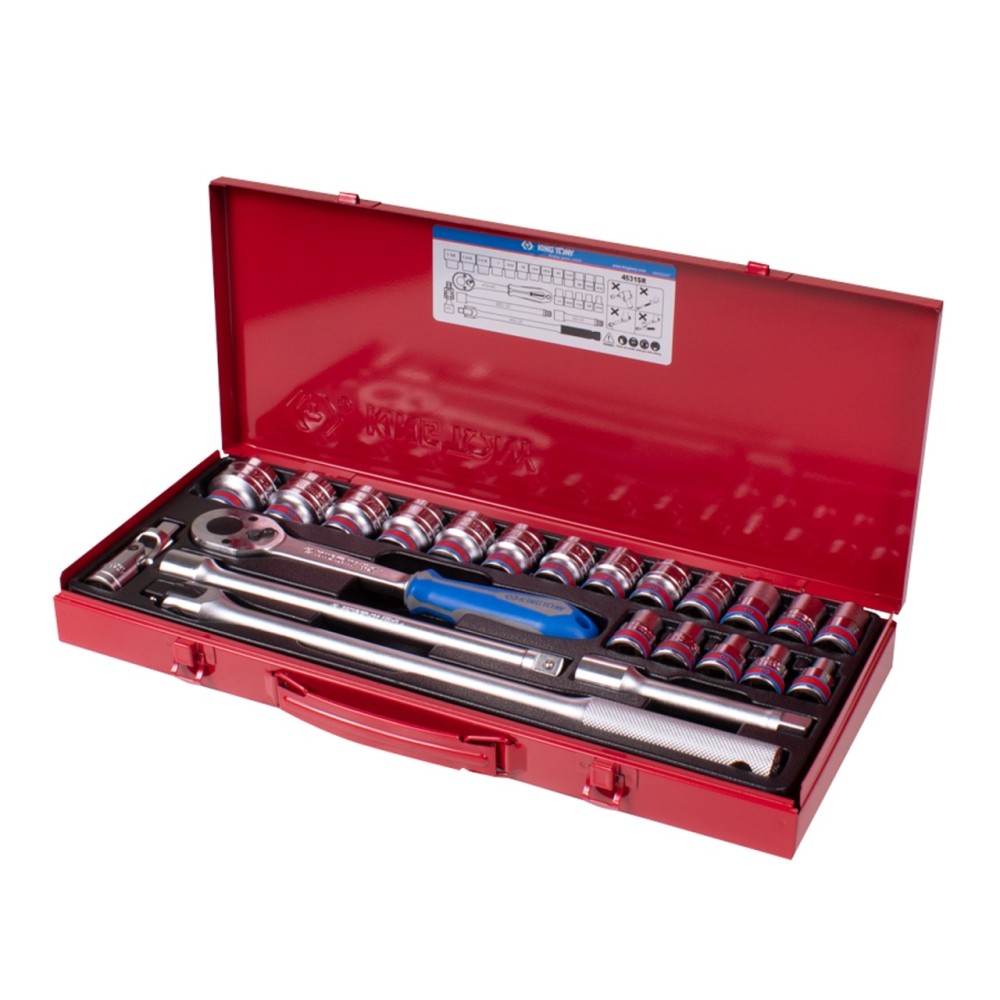 Набор торцевых головок с принадлежностями 1/2", шестигранные, 5/16"-1&1/4", 23 предмета KING TONY 45