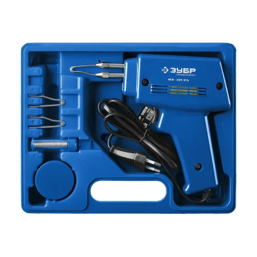 150 Вт, в наборе: нагрев 6 сек., канифоль, припой, 2 сменных жала, импульсный паяльник, Профессионал (55412-H4)