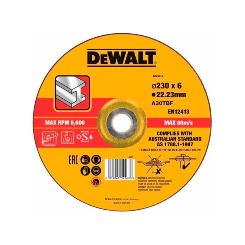 Круг шлифовальный по металлу DeWalt High Performance DT43919 230x6x22.2мм