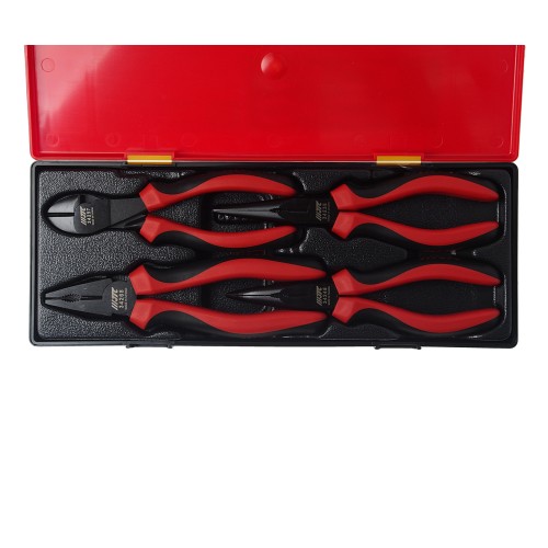 Набор инструментов губцевых 4 предмета (тонкогубцы, пассатижи, бокорезы) в кейсе JTC