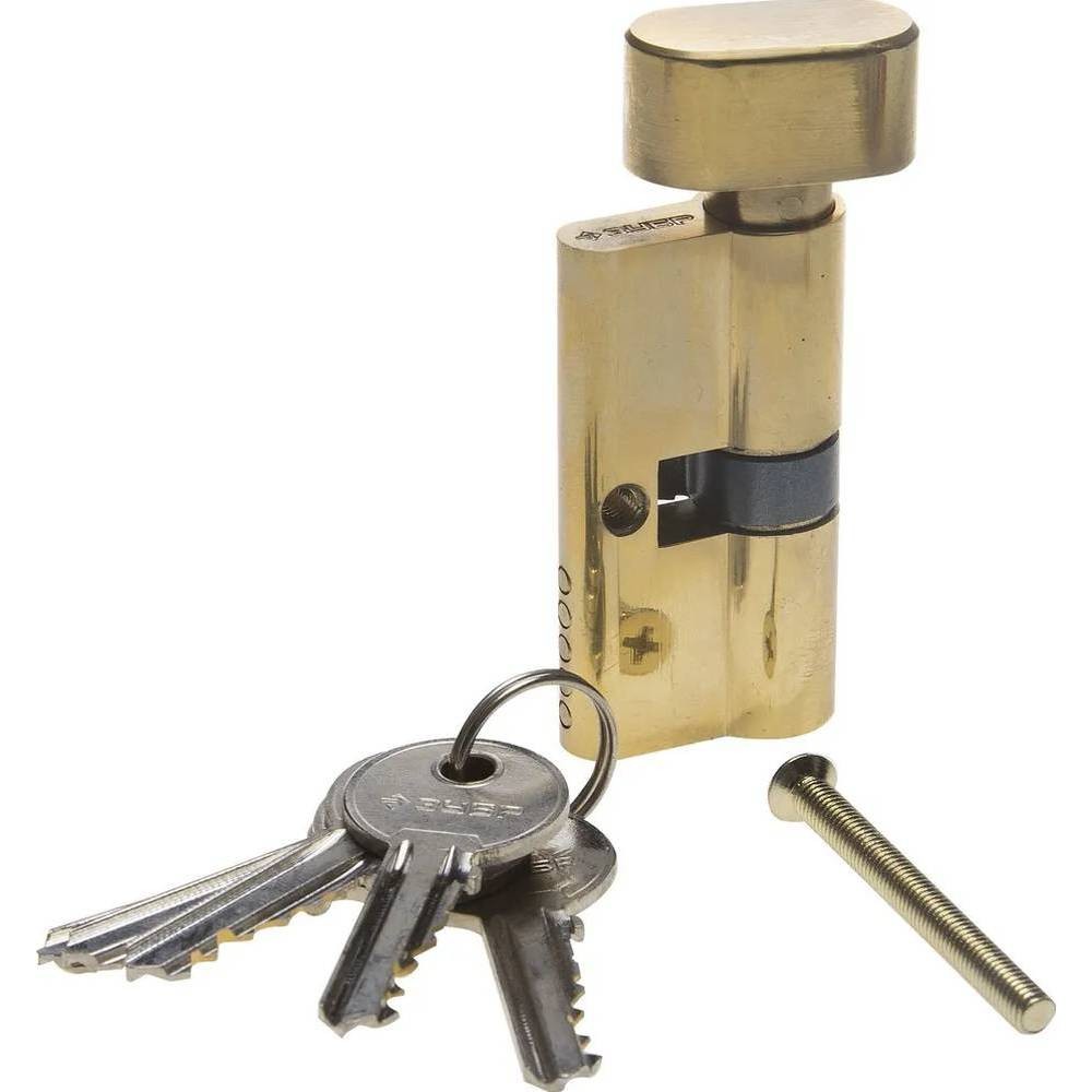 Цилиндровый механизм ЗУБР 5-PIN ключ-защелка 70 мм латунь (52103-70-1)