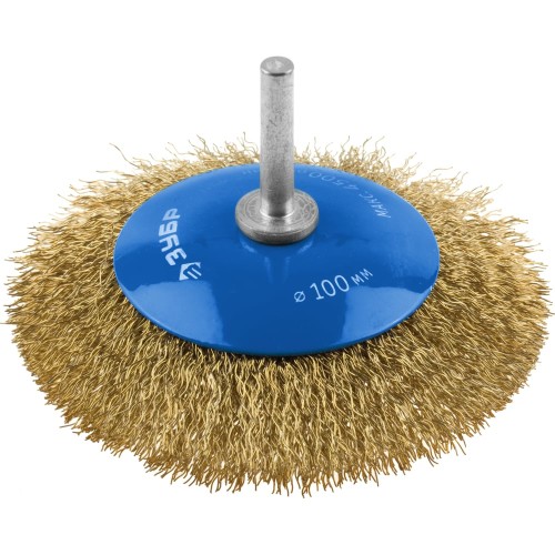 ЗУБР 100 мм, витая латунированная, стальная 0.3 мм, коническая щетка для дрели, Профессионал (35233-100)