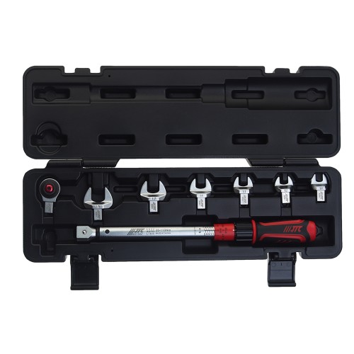 Ключ динамометрический 20-110Нм 9-12мм с рожковыми насадками 10-19мм 8 предметов JTC