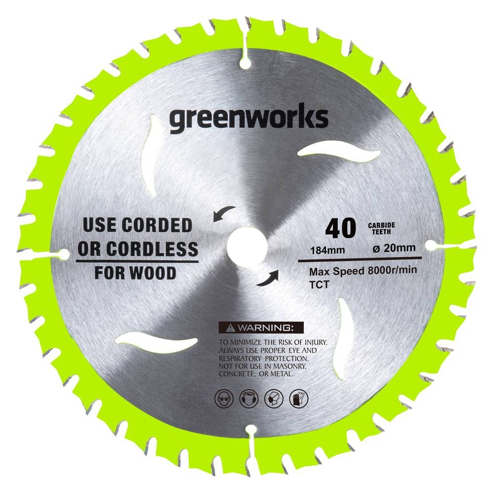 Диск пильный по дереву Greenworks 184x20мм 40T (2943307)