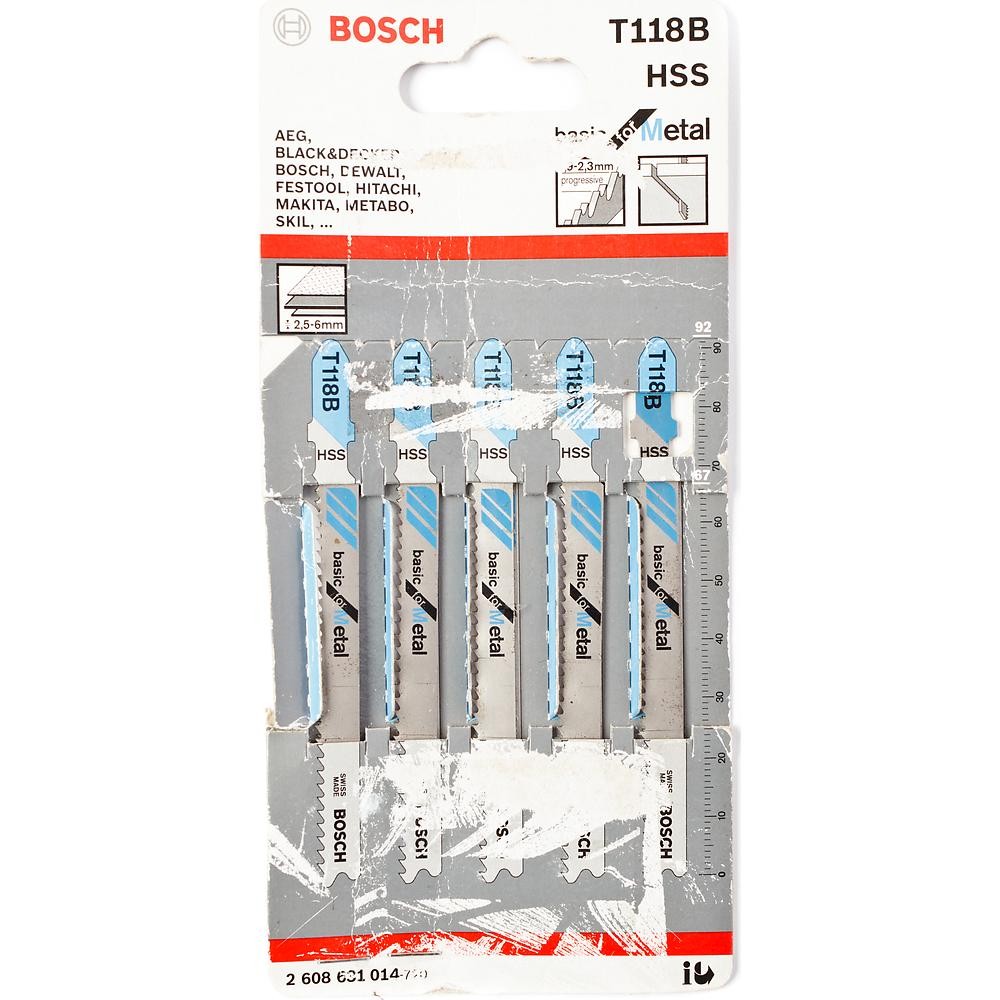 Набор пилок для лобзика по металлу Bosch T118B 92мм 5шт (014)