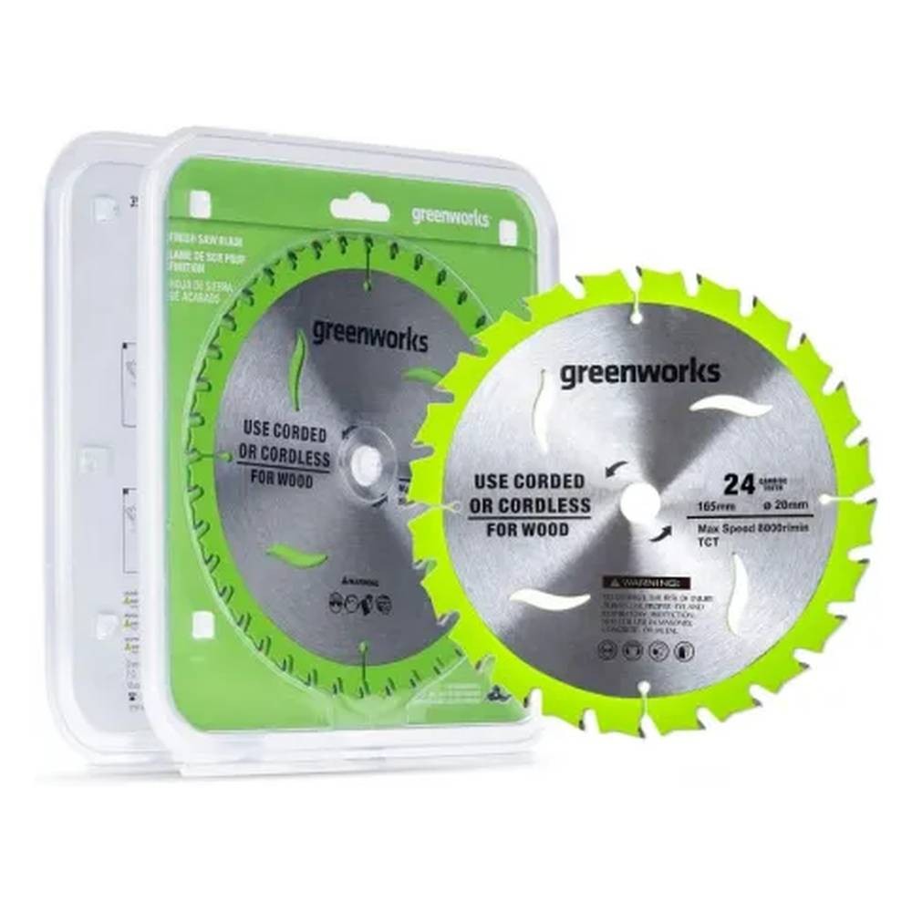 Диск пильный по дереву Greenworks 165x20мм 24T (2955707)